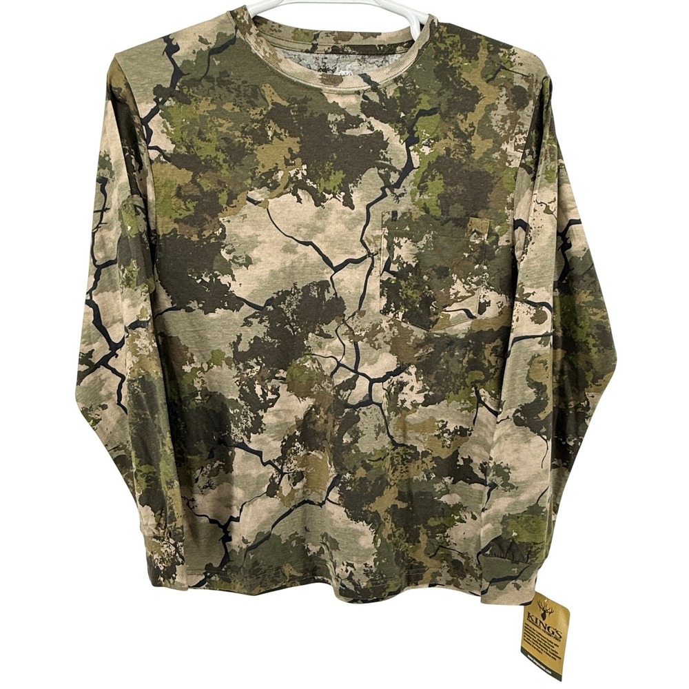 NWT King's Camo T-Shirt Mens M Green Desert Shadow Long Sleeve Hunting Top